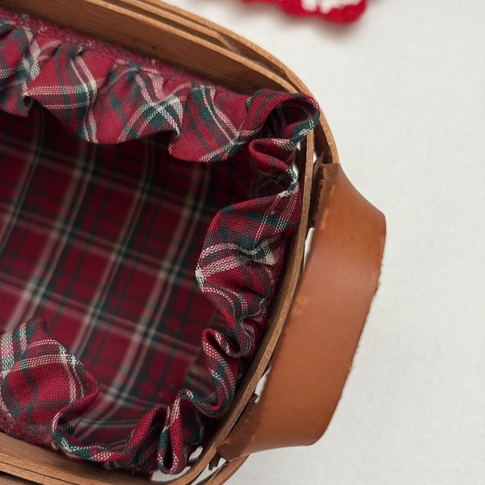 Longaberger Brown and Red Accent Basket - Picture 8 of 9